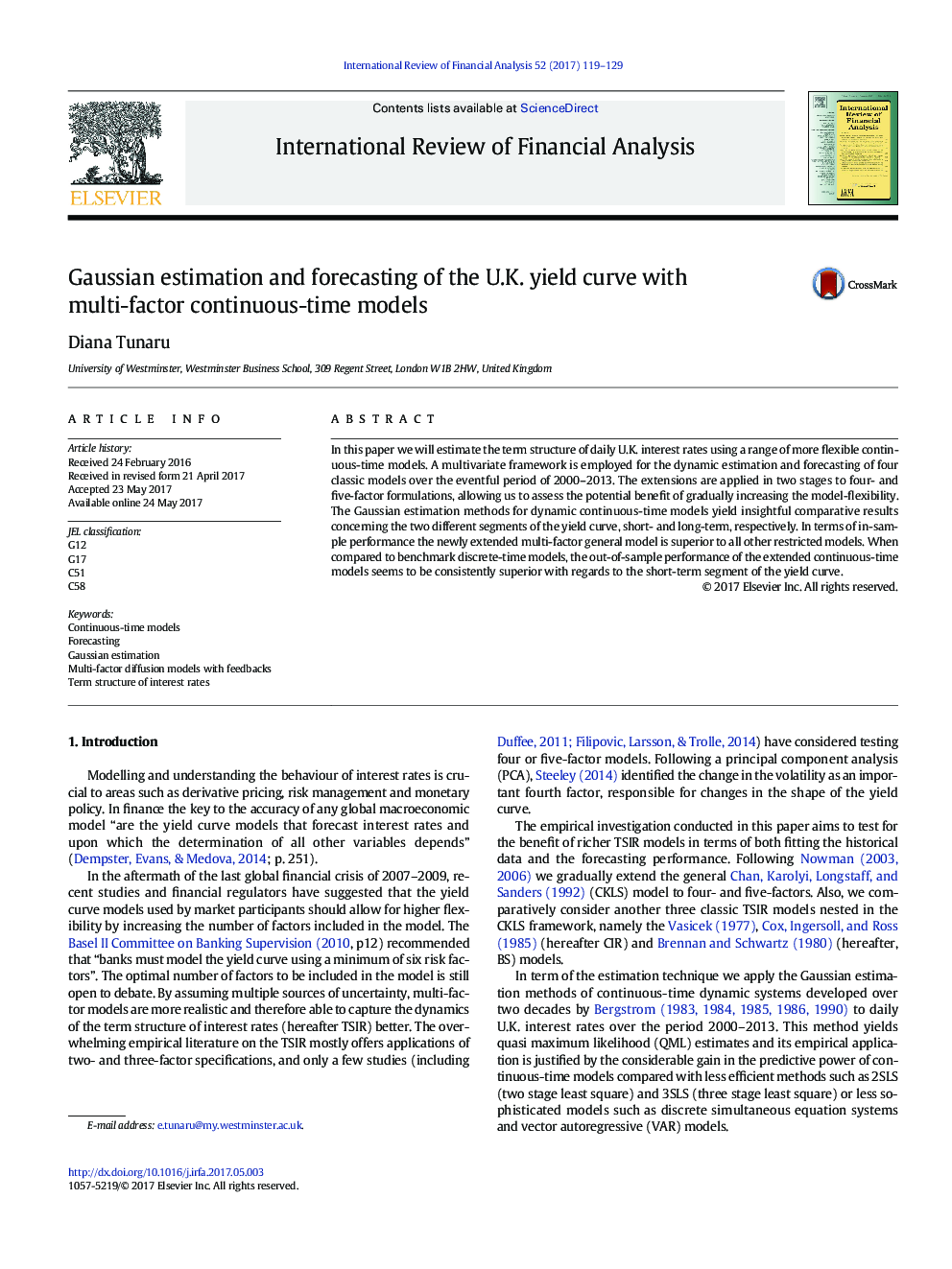 Gaussian estimation and forecasting of the U.K. yield curve with multi-factor continuous-time models