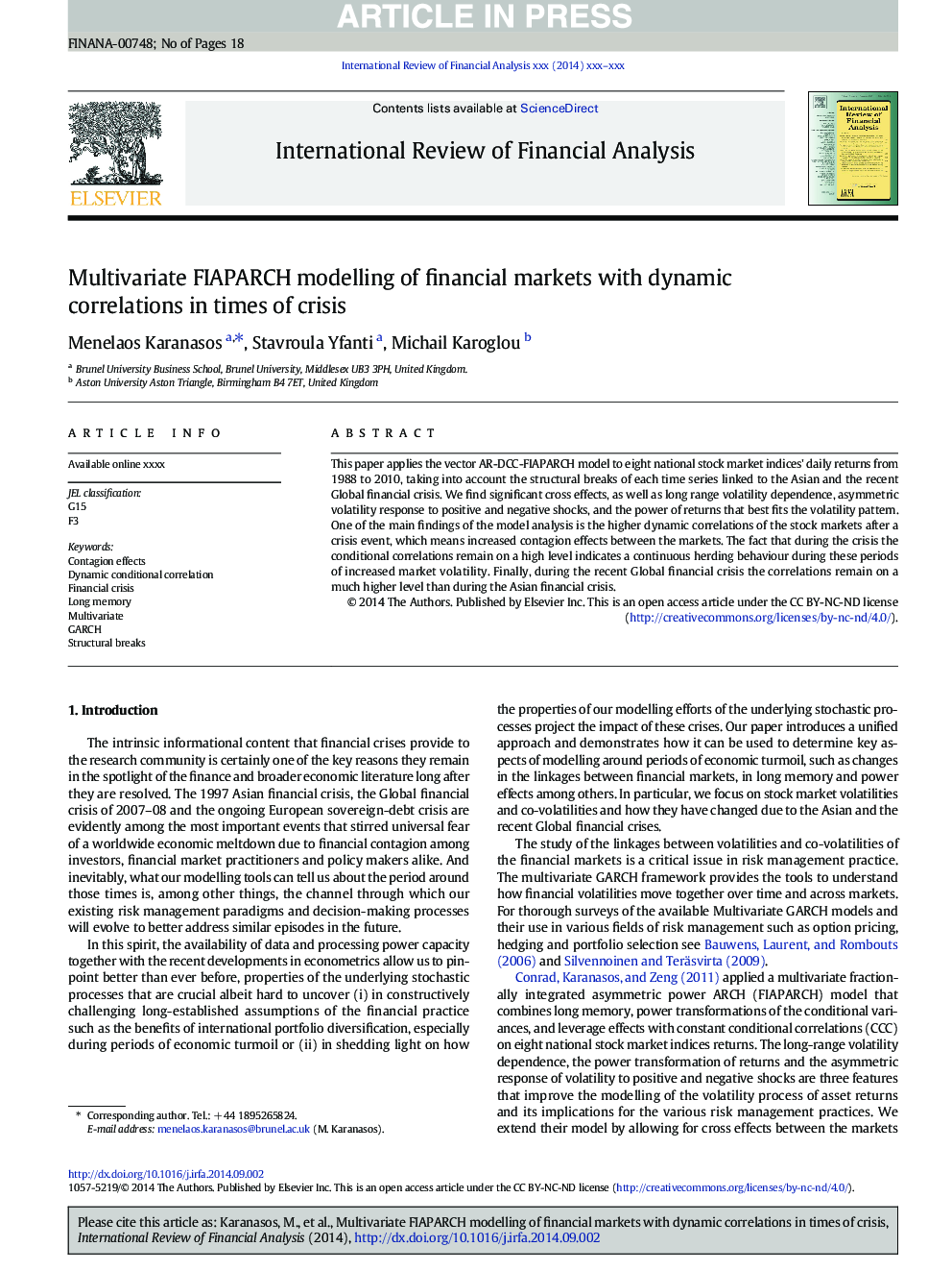 Multivariate FIAPARCH modelling of financial markets with dynamic correlations in times of crisis