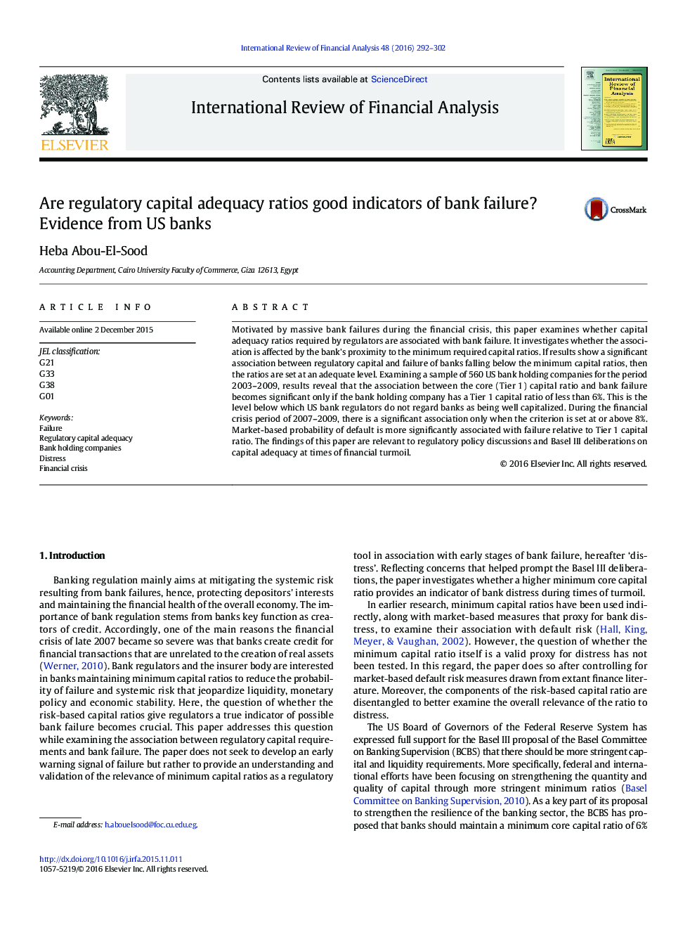 Are regulatory capital adequacy ratios good indicators of bank failure? Evidence from US banks