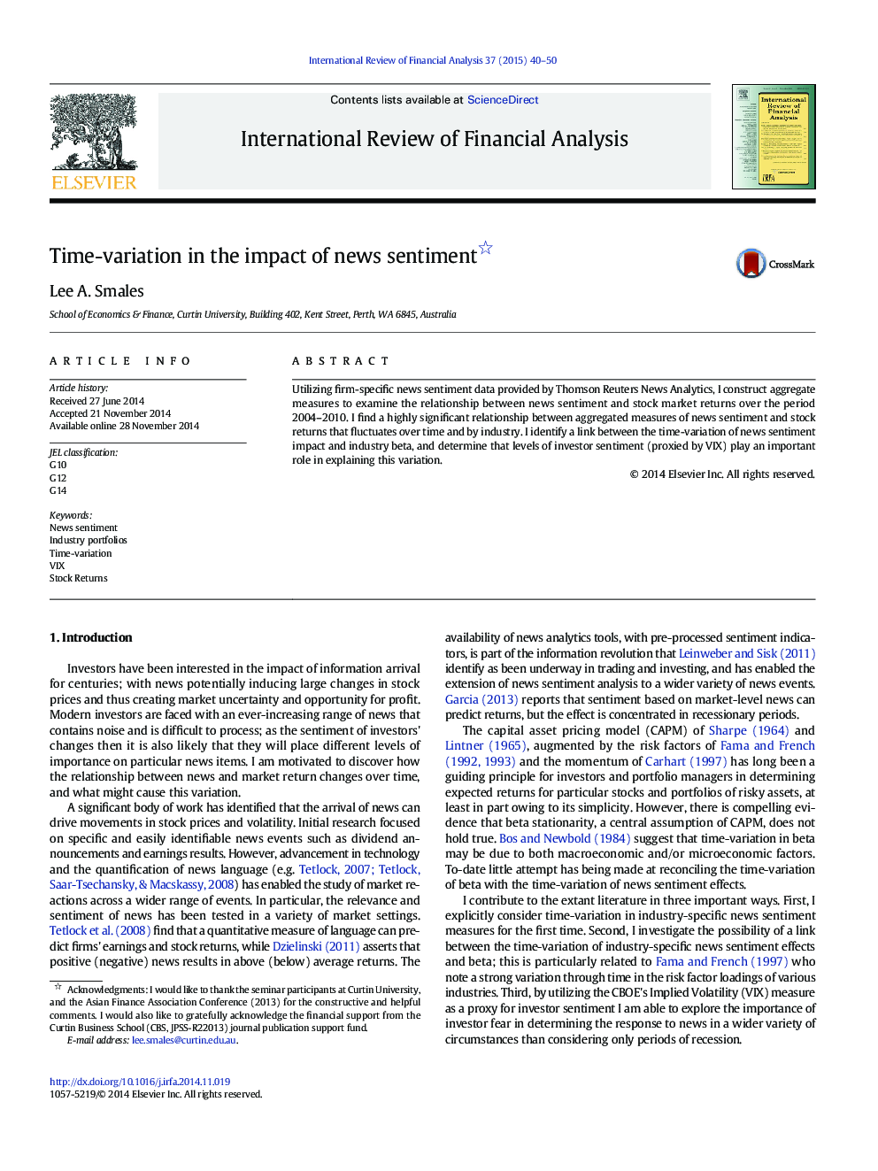 Time-variation in the impact of news sentiment