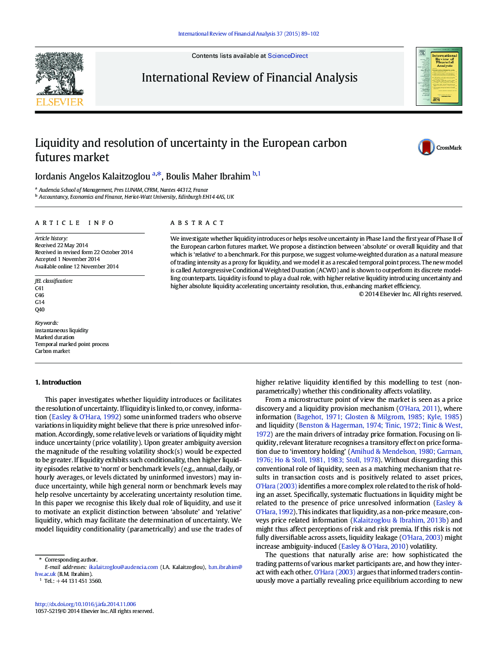 Liquidity and resolution of uncertainty in the European carbon futures market