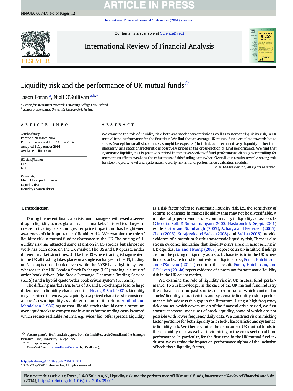 Liquidity risk and the performance of UK mutual funds