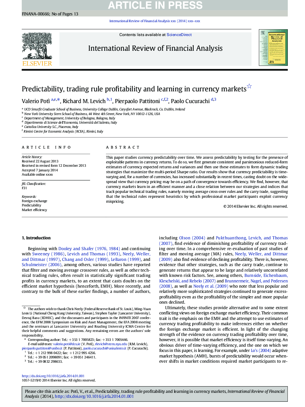 Predictability, trading rule profitability and learning in currency markets