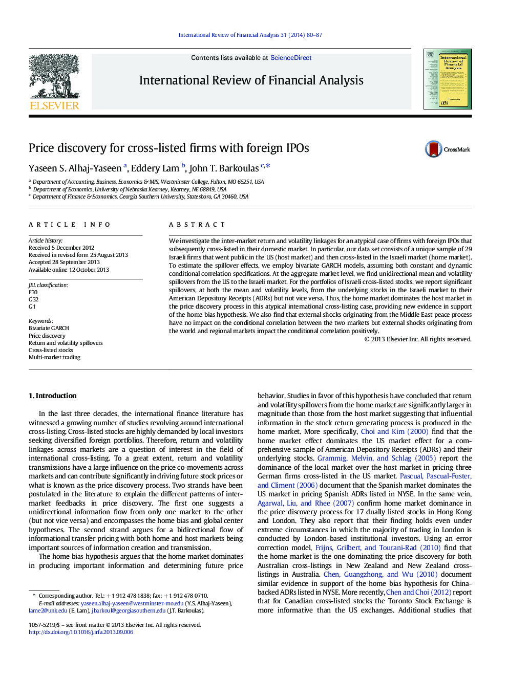 Price discovery for cross-listed firms with foreign IPOs