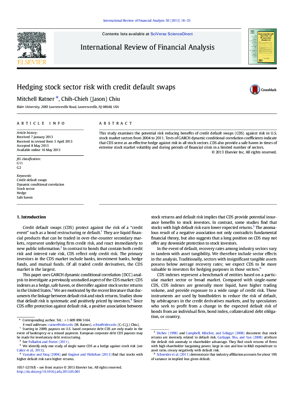 Hedging stock sector risk with credit default swaps