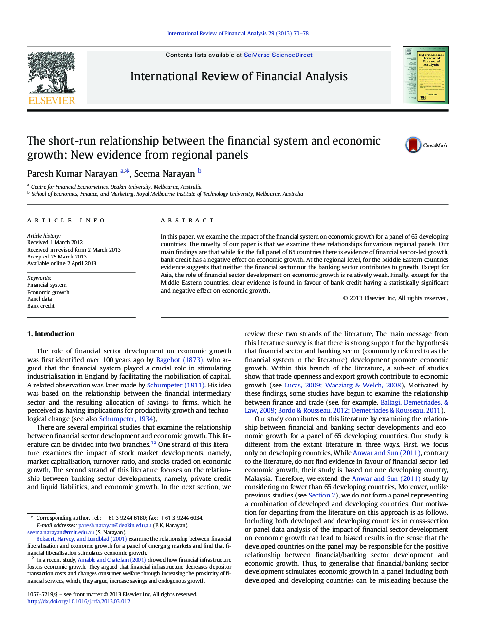 The short-run relationship between the financial system and economic growth: New evidence from regional panels