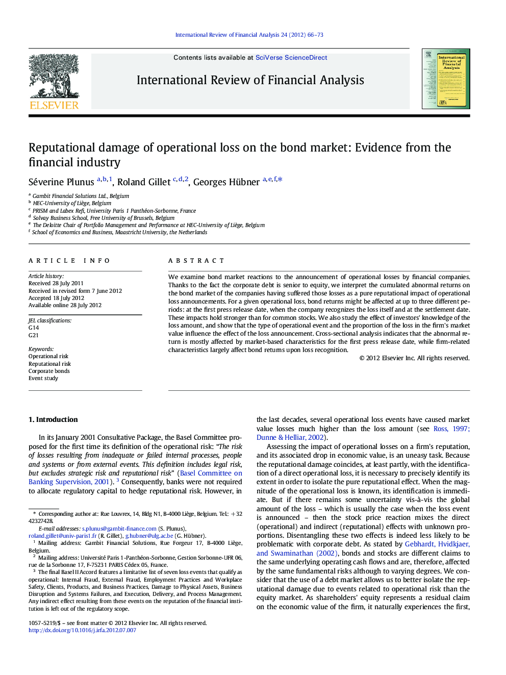 Reputational damage of operational loss on the bond market: Evidence from the financial industry