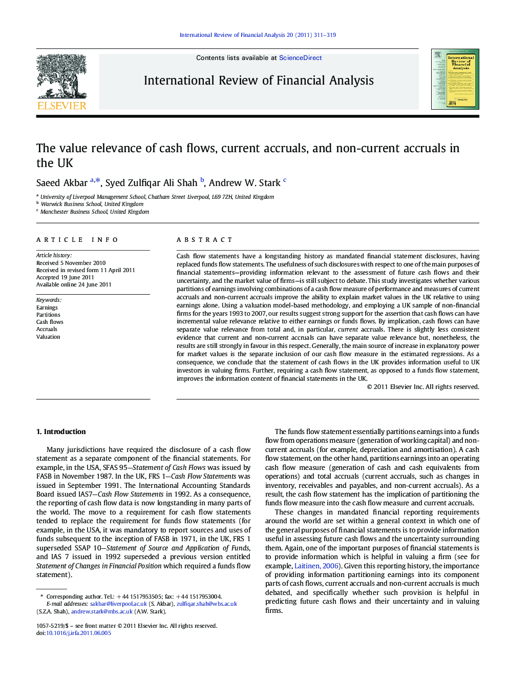 The value relevance of cash flows, current accruals, and non-current accruals in the UK