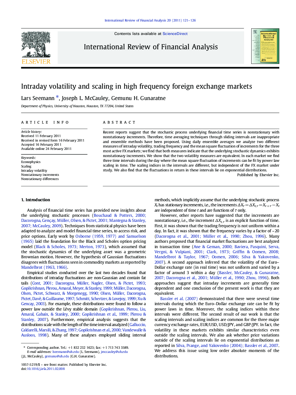 Intraday volatility and scaling in high frequency foreign exchange markets