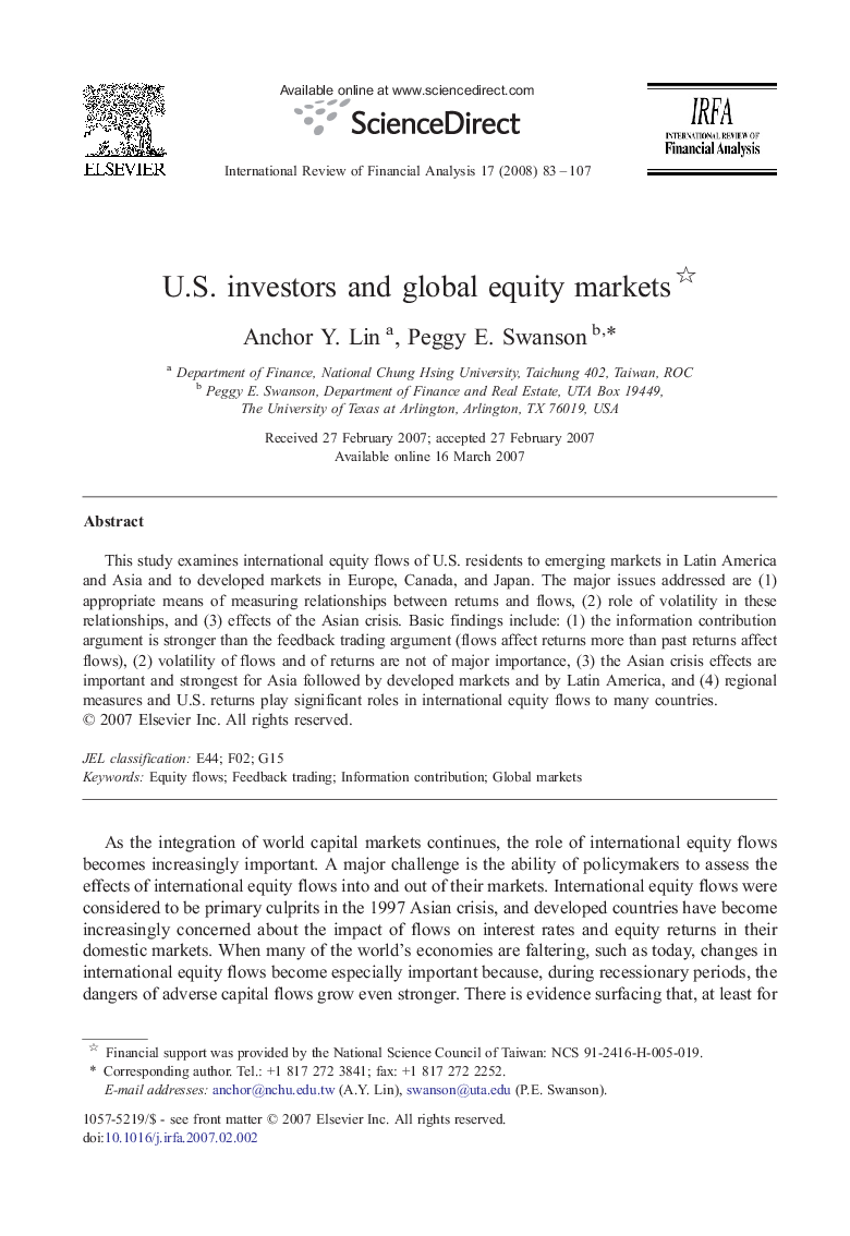 U.S. investors and global equity markets