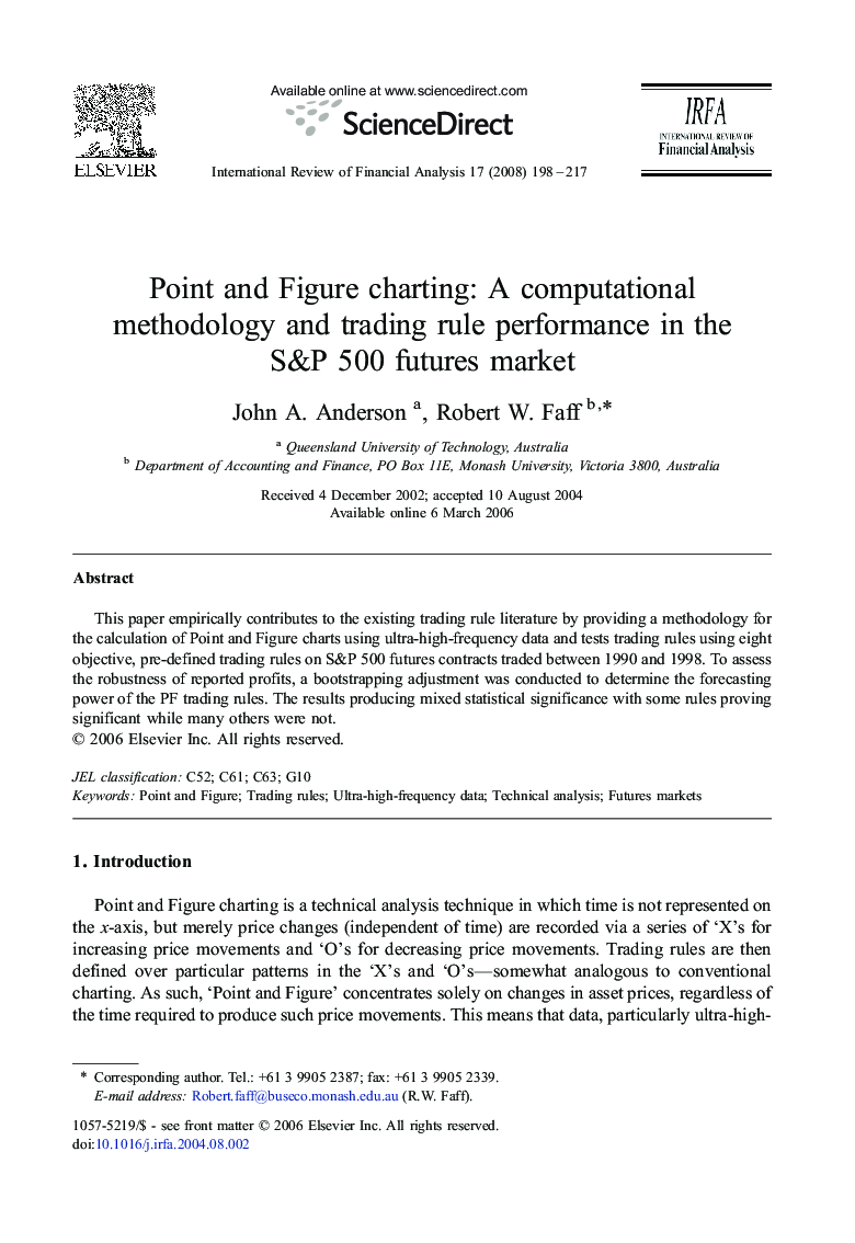 Point and Figure charting: A computational methodology and trading rule performance in the S&P 500 futures market