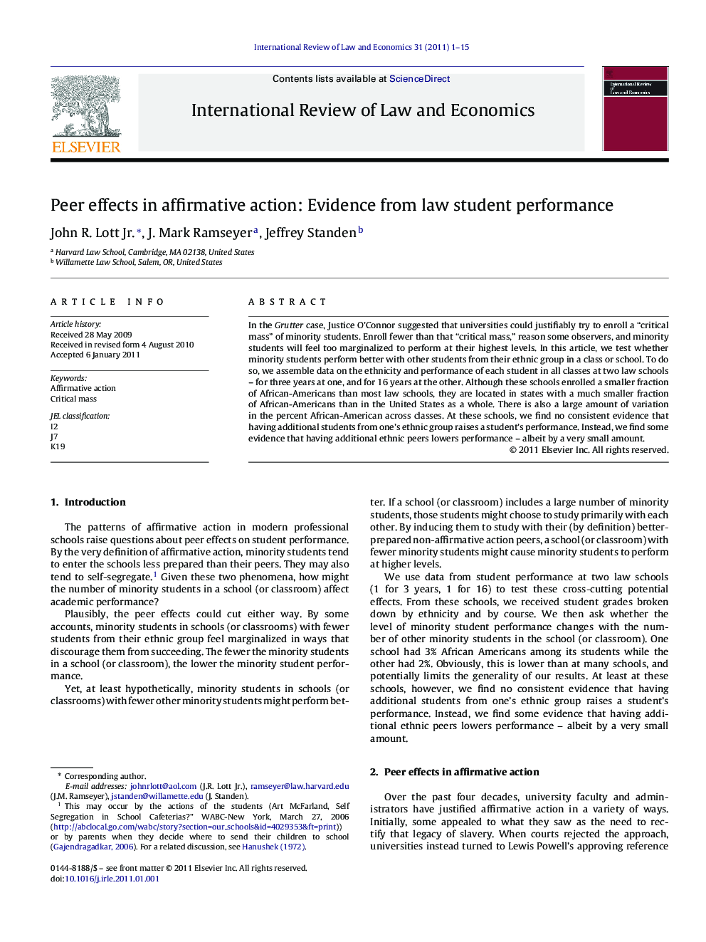 Peer effects in affirmative action: Evidence from law student performance