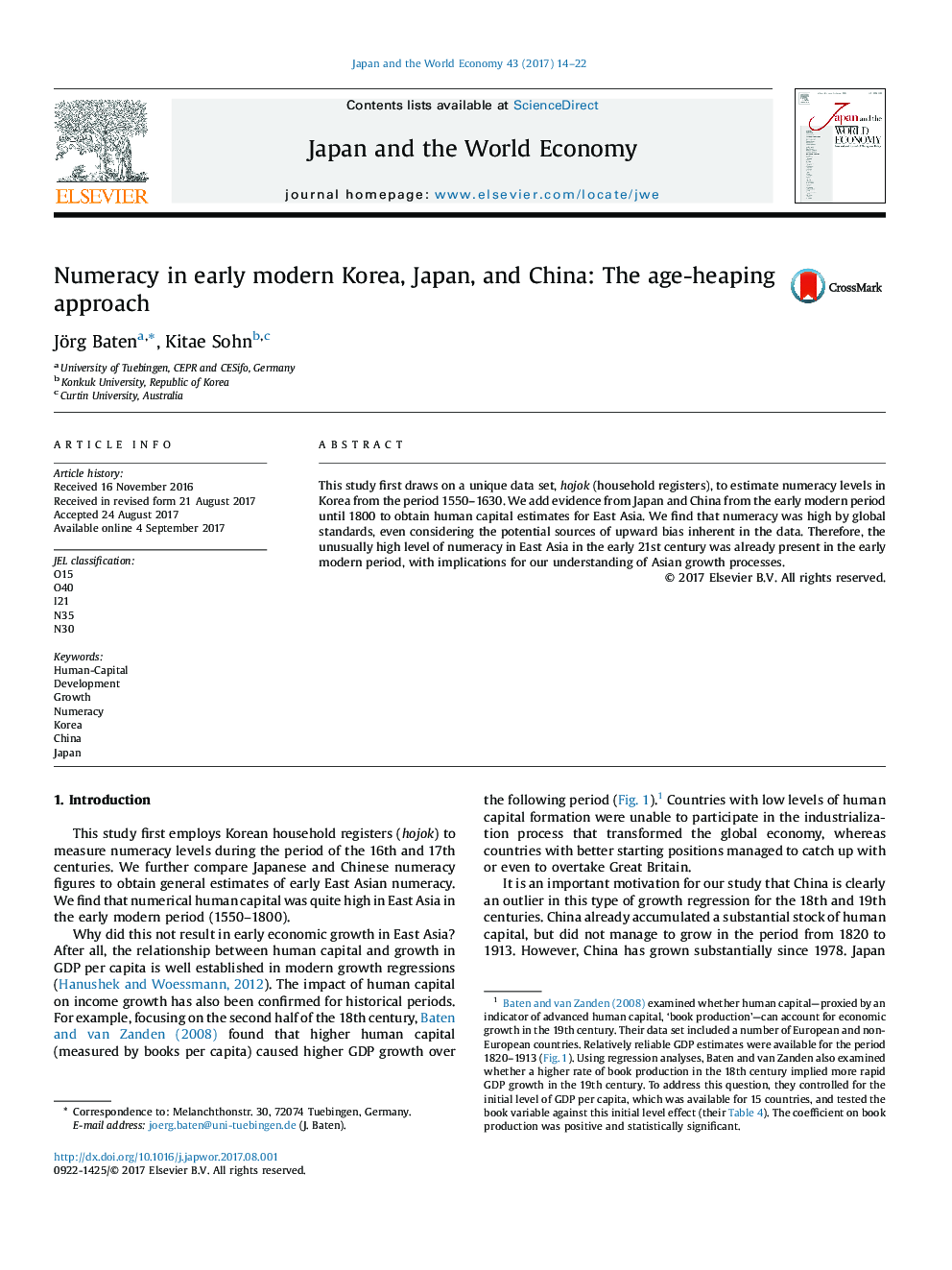 Numeracy in early modern Korea, Japan, and China: The age-heaping approach