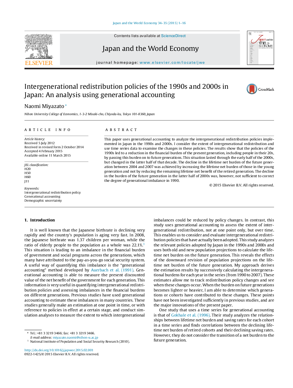 Intergenerational redistribution policies of the 1990s and 2000s in Japan: An analysis using generational accounting