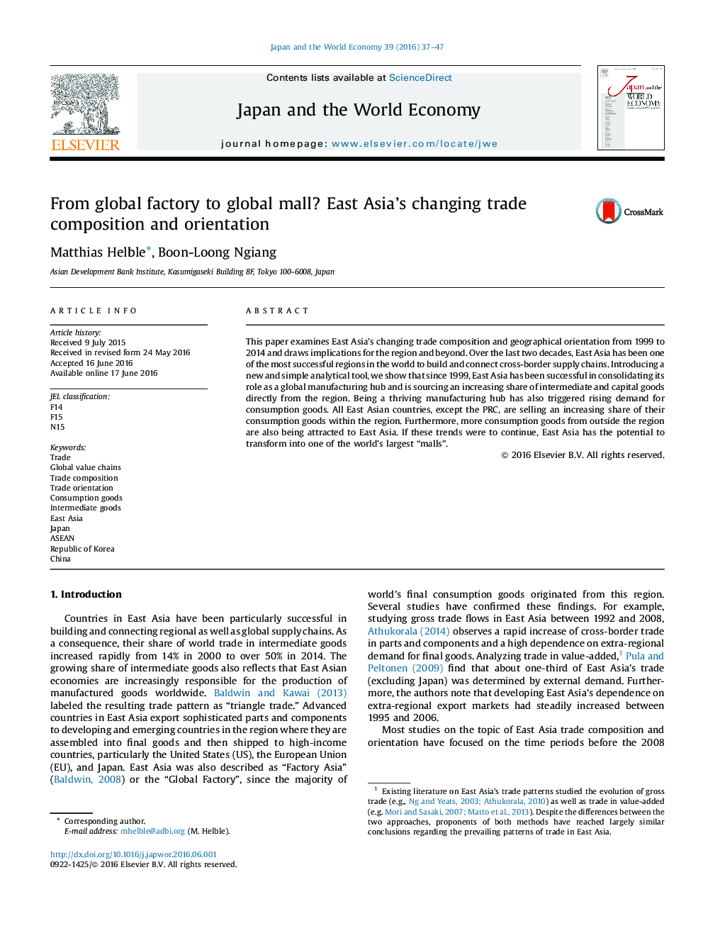 From global factory to global mall? East Asia's changing trade composition and orientation