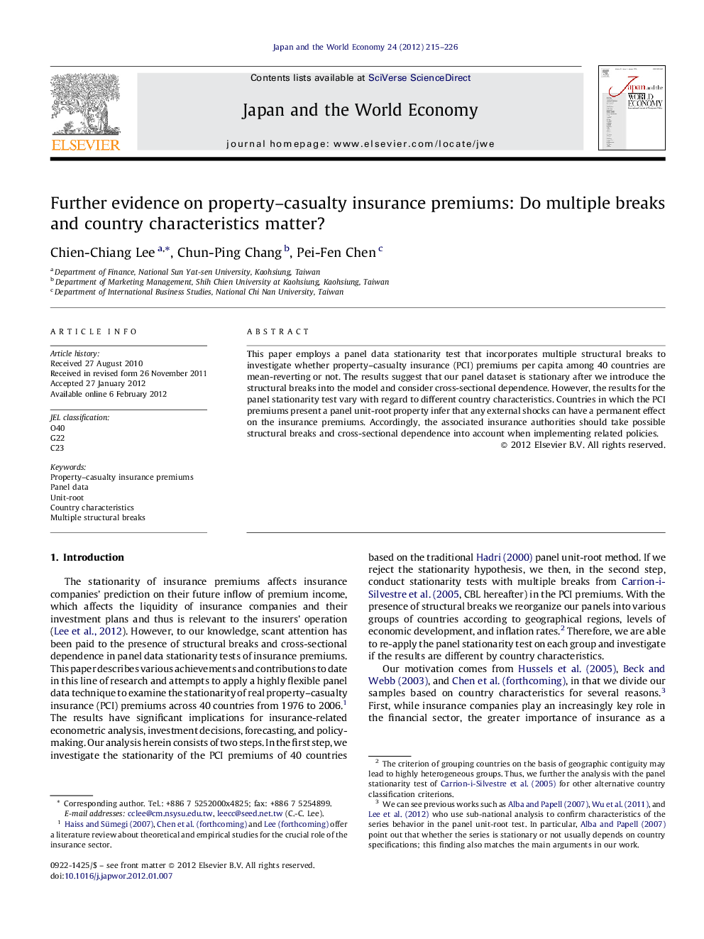 Further evidence on property-casualty insurance premiums: Do multiple breaks and country characteristics matter?