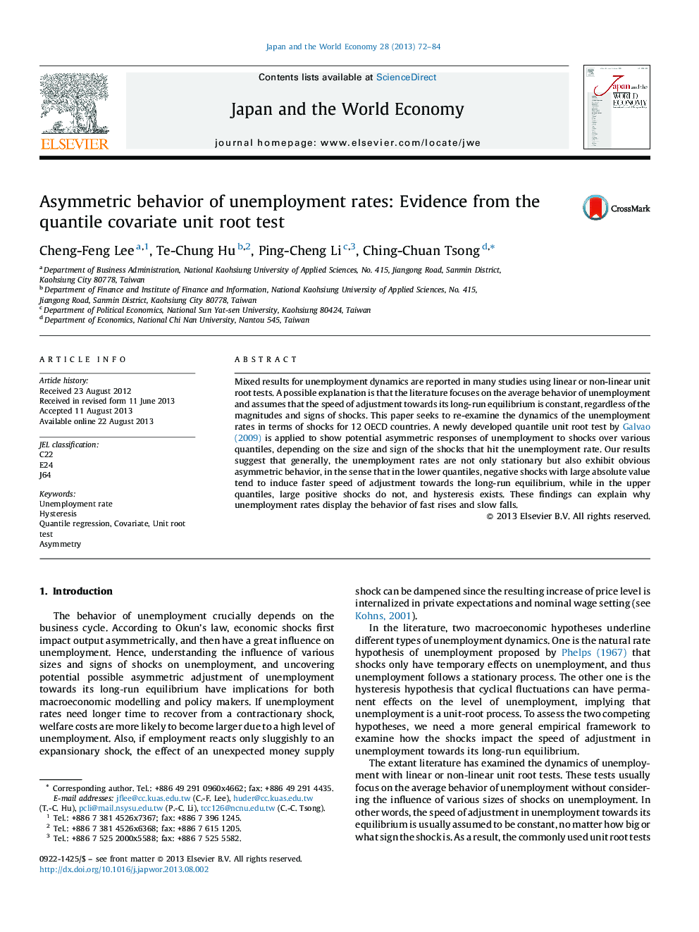 Asymmetric behavior of unemployment rates: Evidence from the quantile covariate unit root test