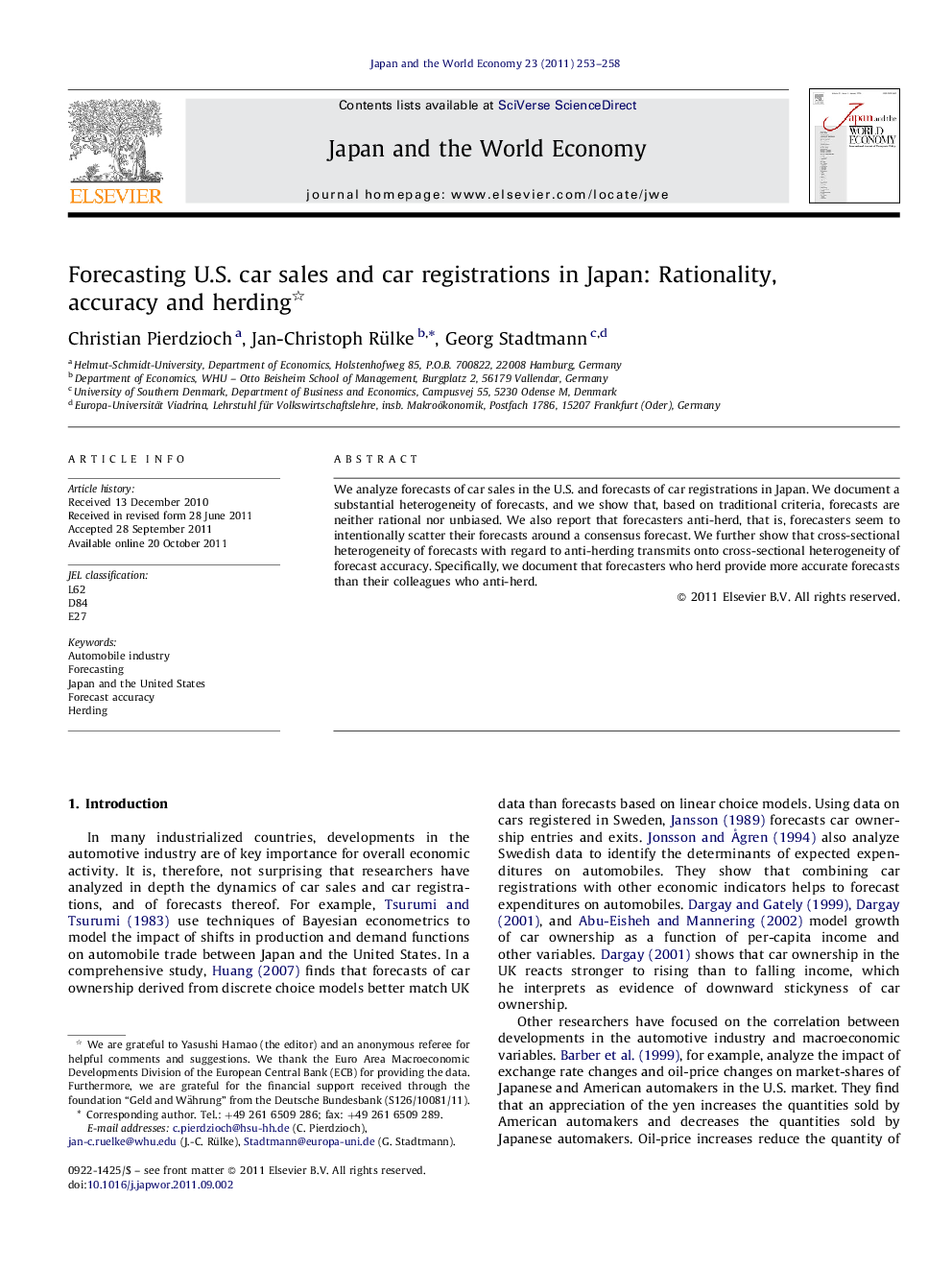 Forecasting U.S. car sales and car registrations in Japan: Rationality, accuracy and herding