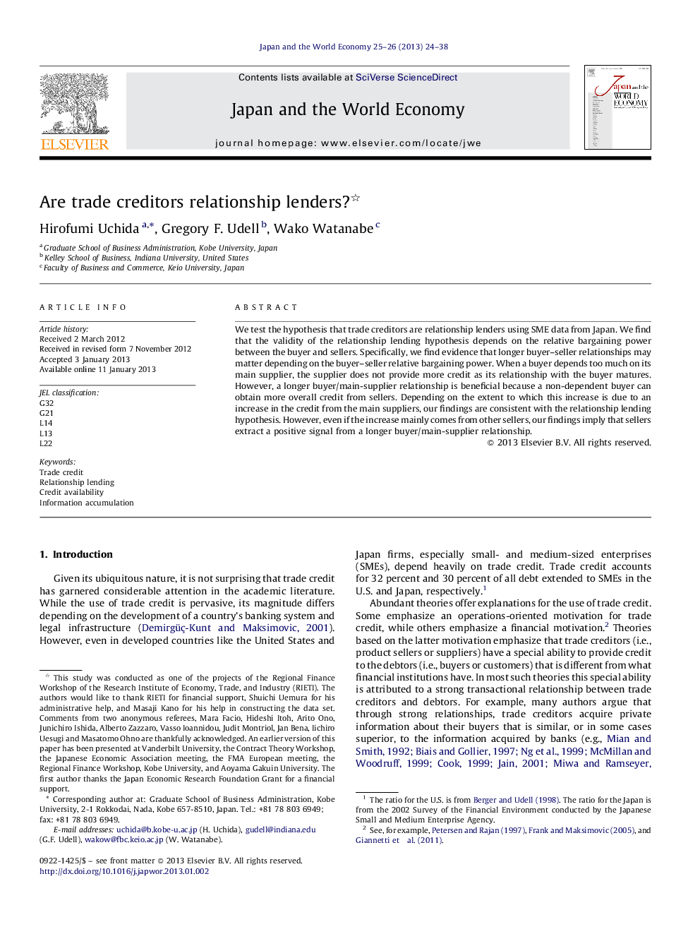 Are trade creditors relationship lenders?