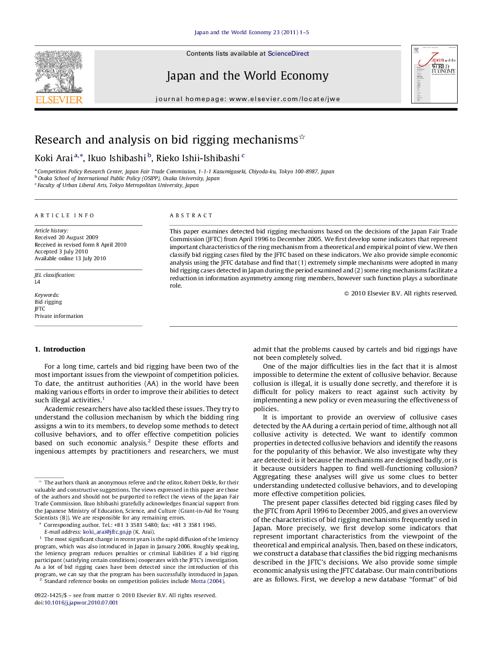 Research and analysis on bid rigging mechanisms