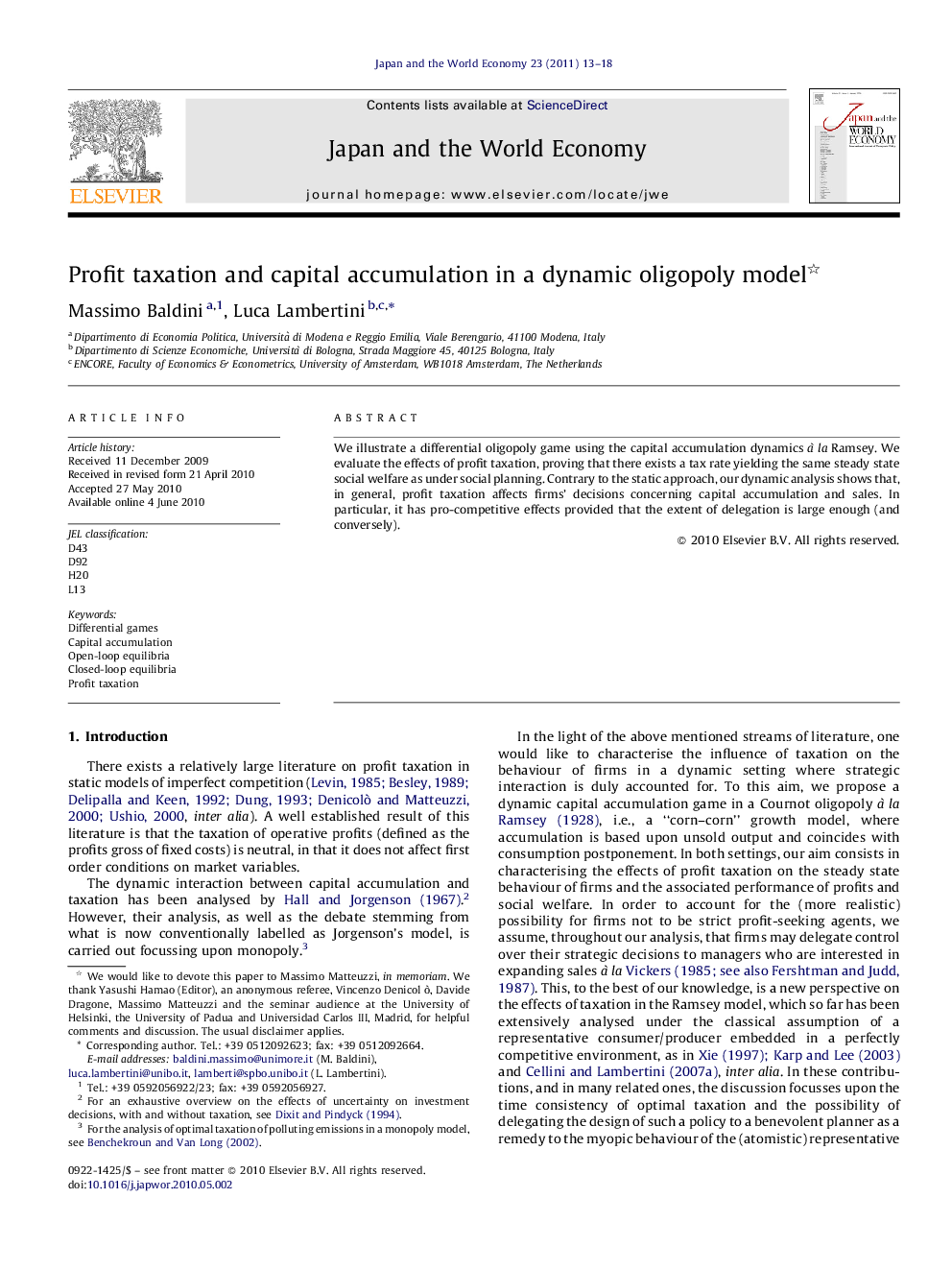 Profit taxation and capital accumulation in a dynamic oligopoly model