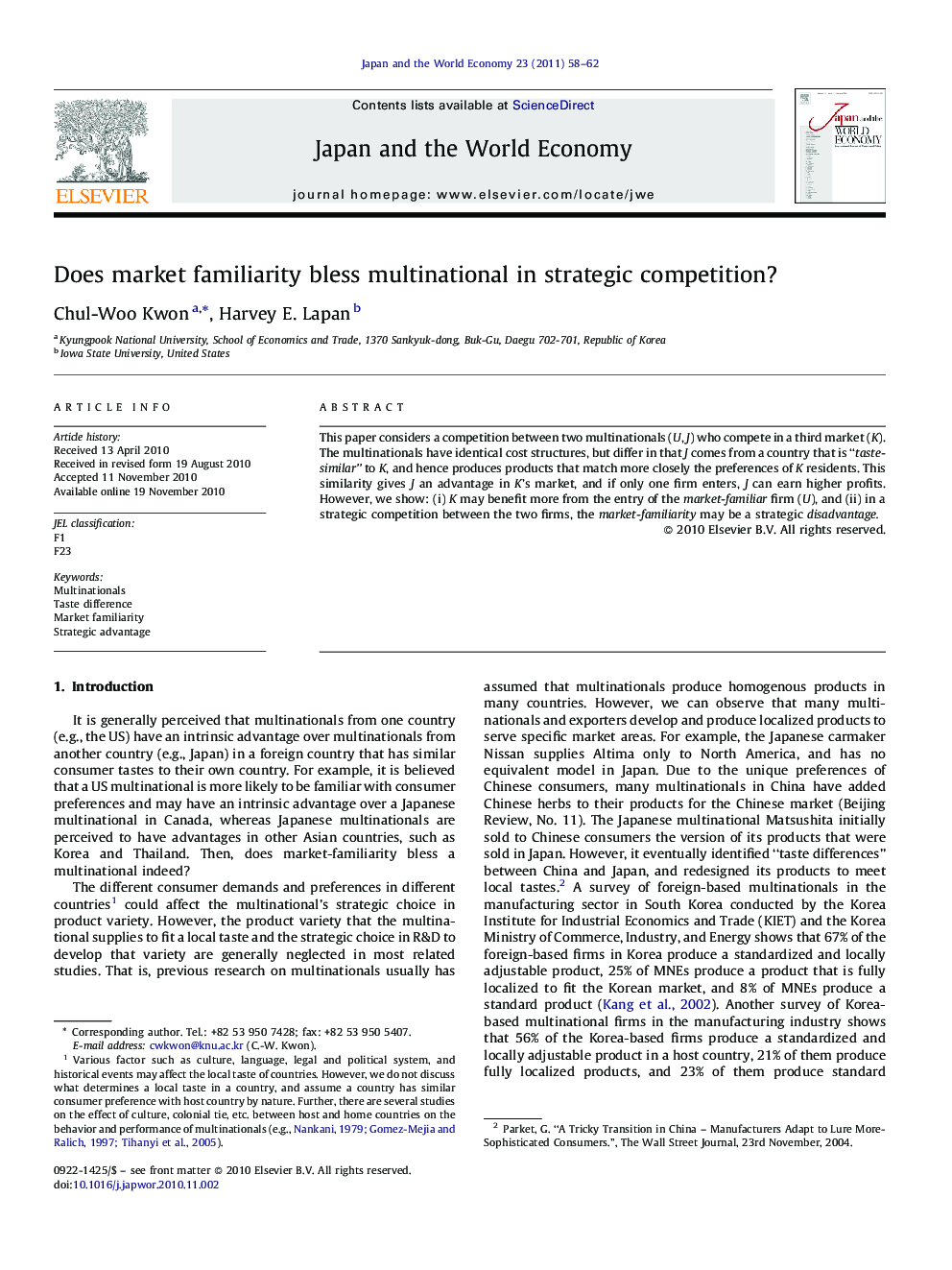 Does market familiarity bless multinational in strategic competition?