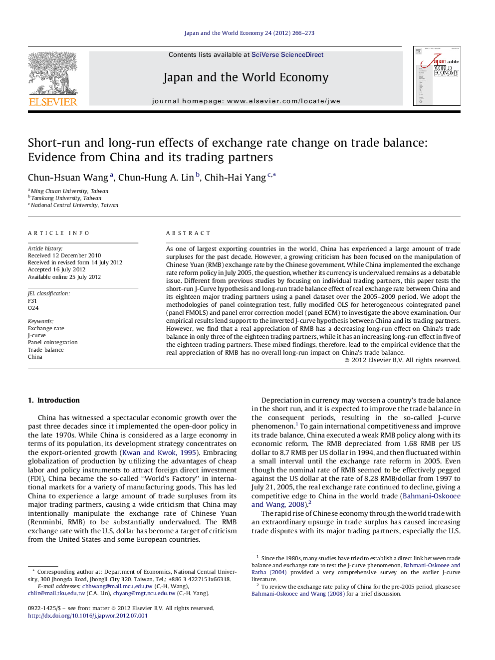 Short-run and long-run effects of exchange rate change on trade balance: Evidence from China and its trading partners