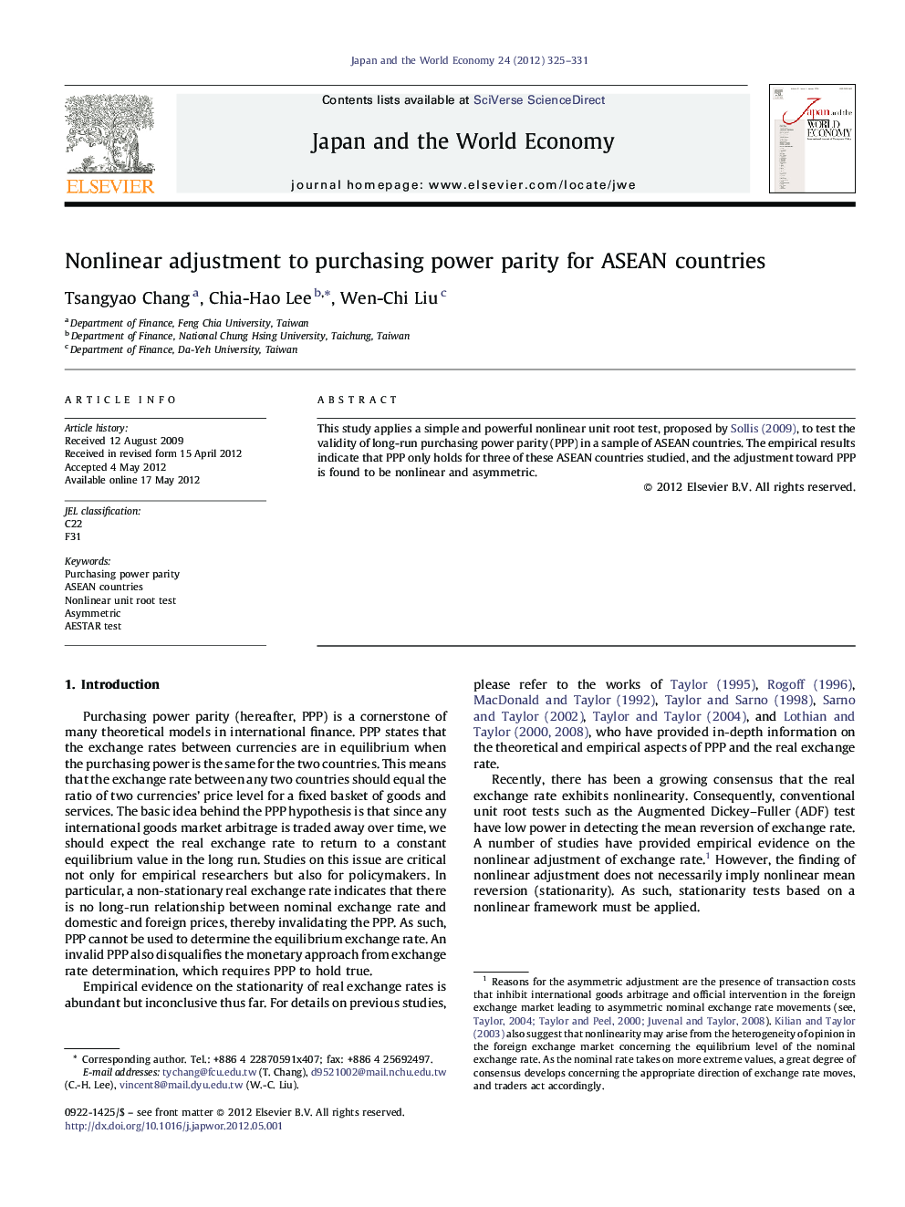 Nonlinear adjustment to purchasing power parity for ASEAN countries