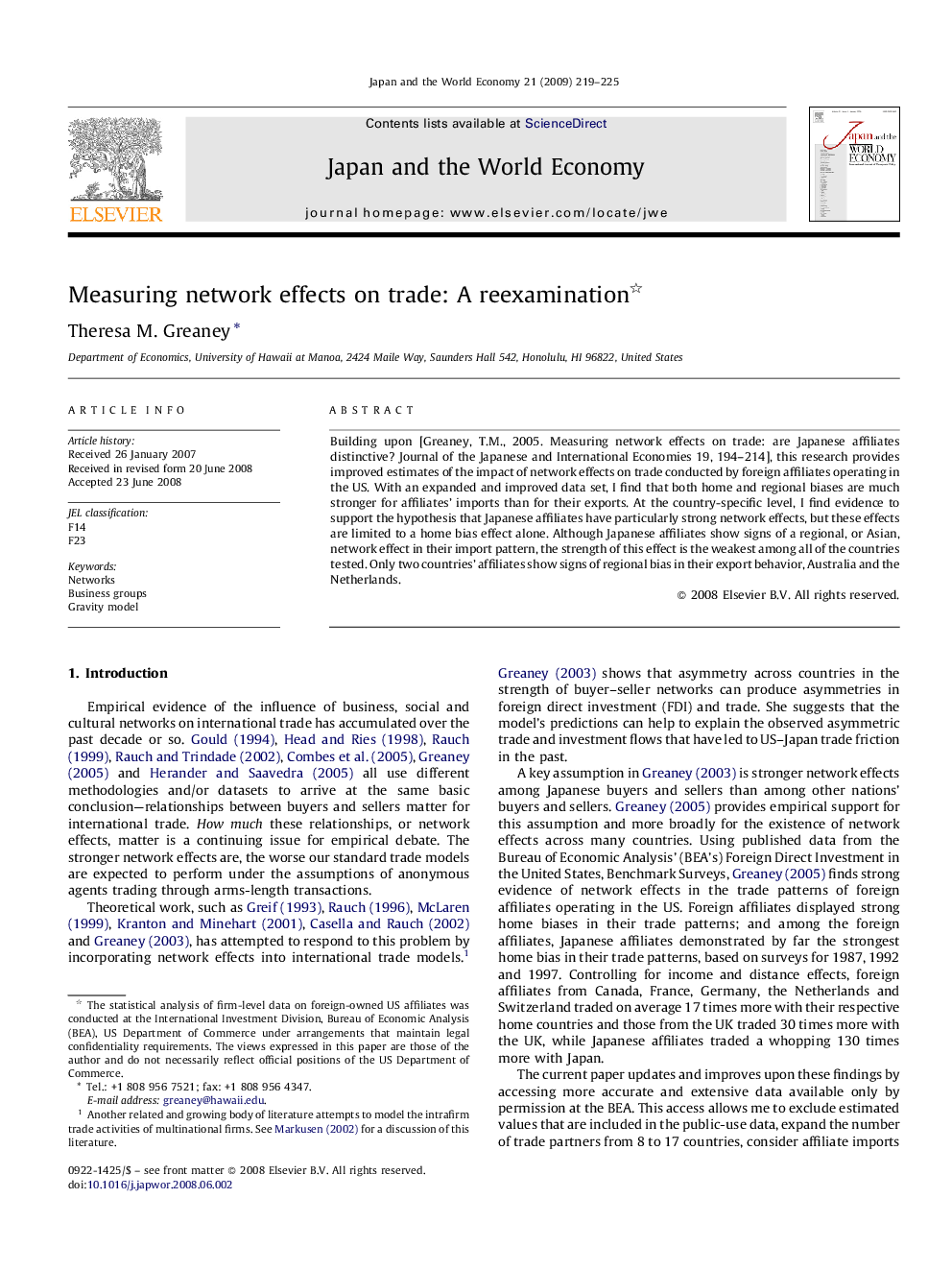 Measuring network effects on trade: A reexamination