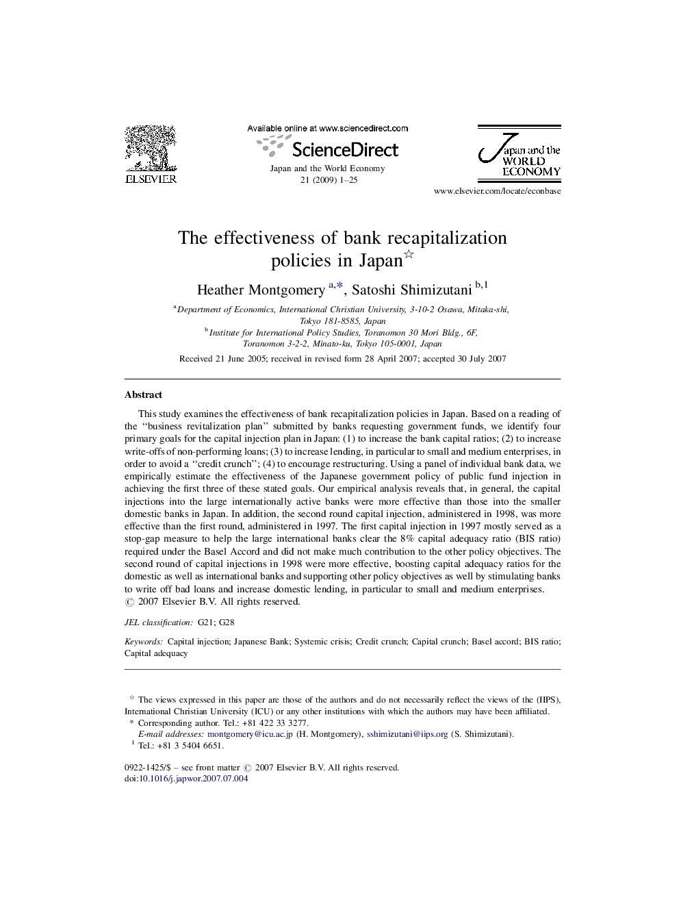 The effectiveness of bank recapitalization policies in Japan