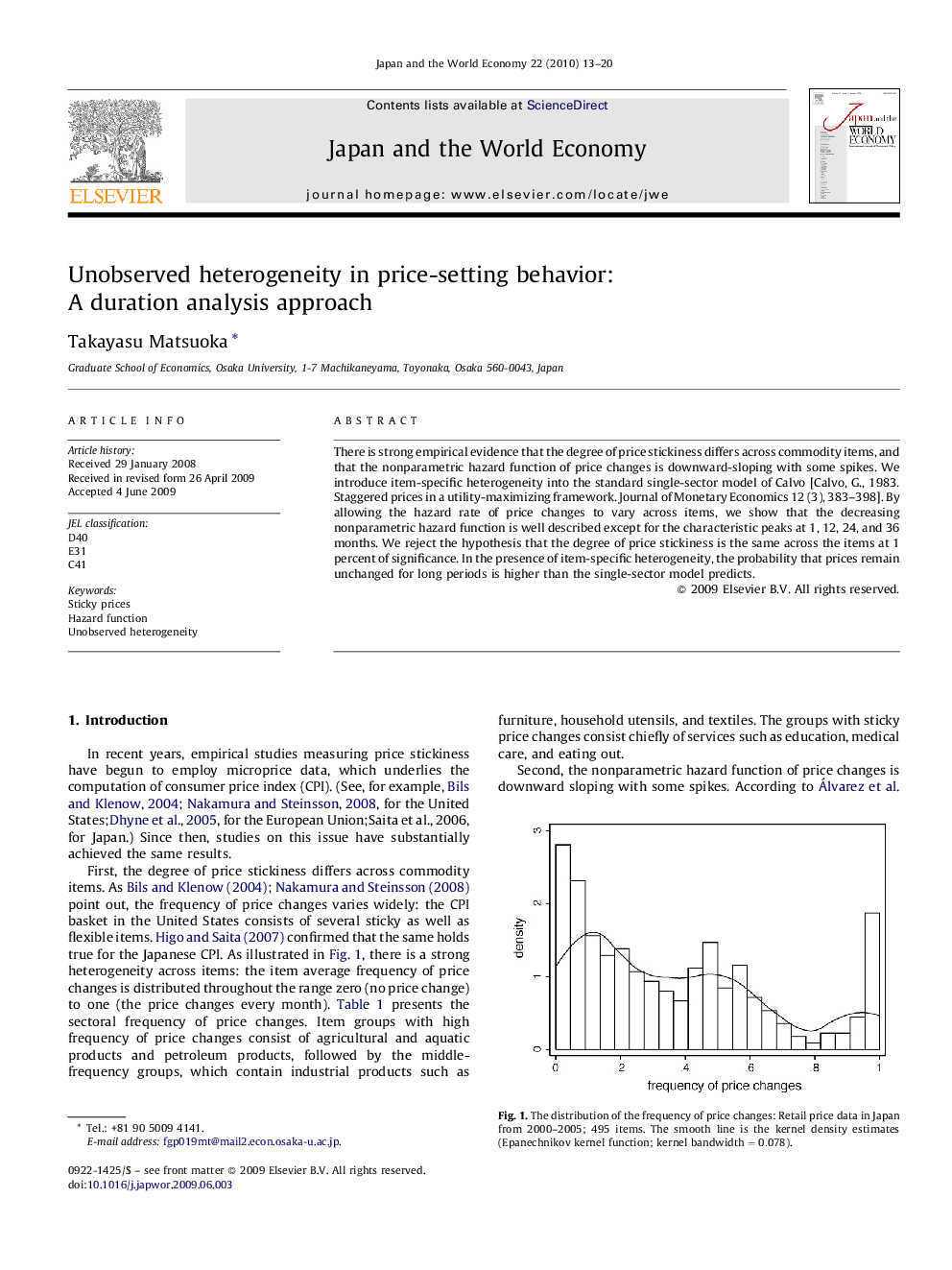 Unobserved heterogeneity in price-setting behavior: A duration analysis approach