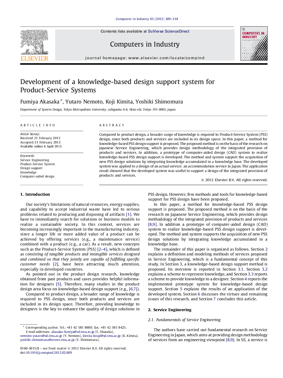 Development of a knowledge-based design support system for Product-Service Systems