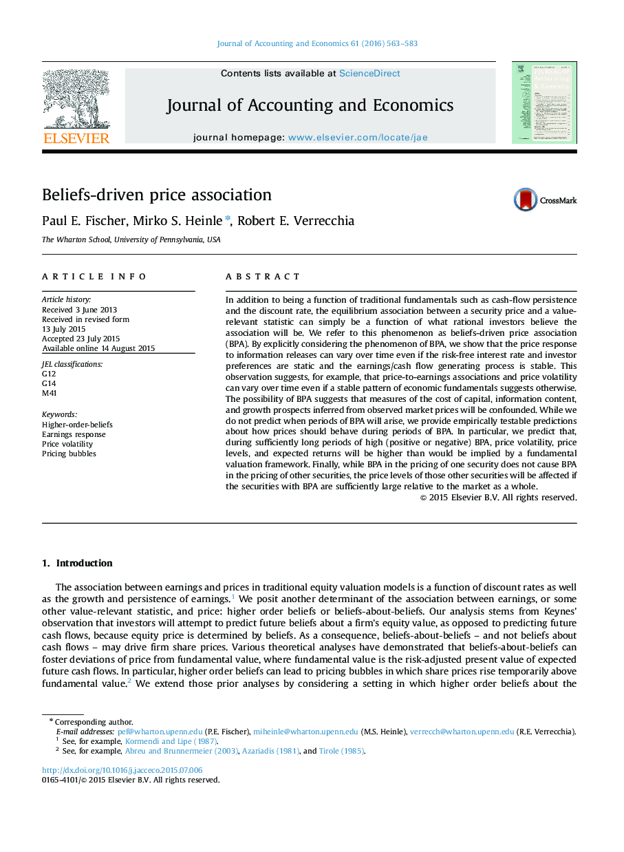 Beliefs-driven price association