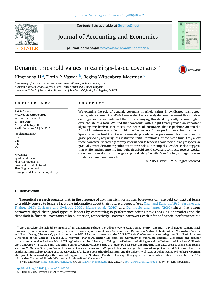 Dynamic threshold values in earnings-based covenants