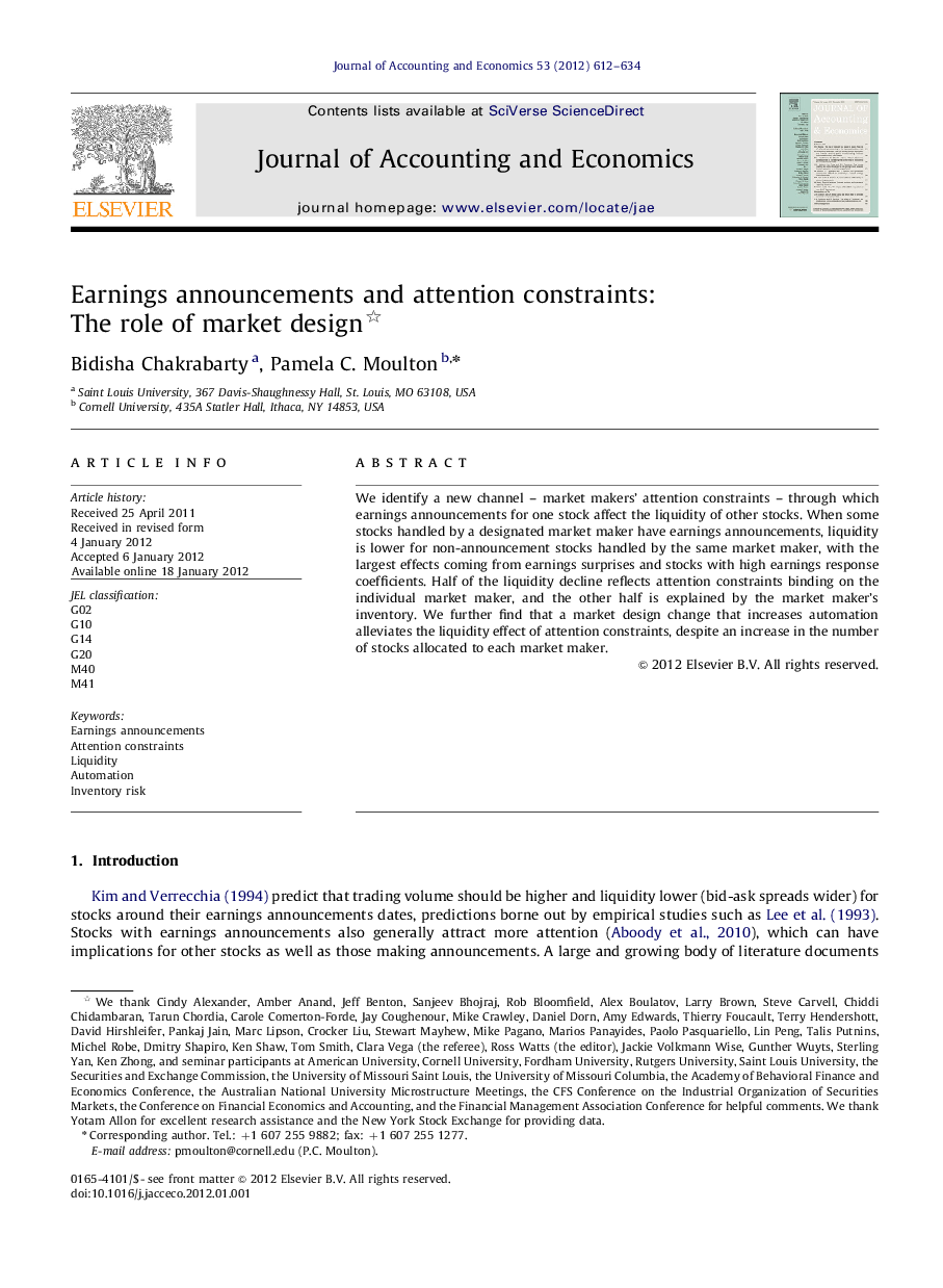 Earnings announcements and attention constraints: The role of market design