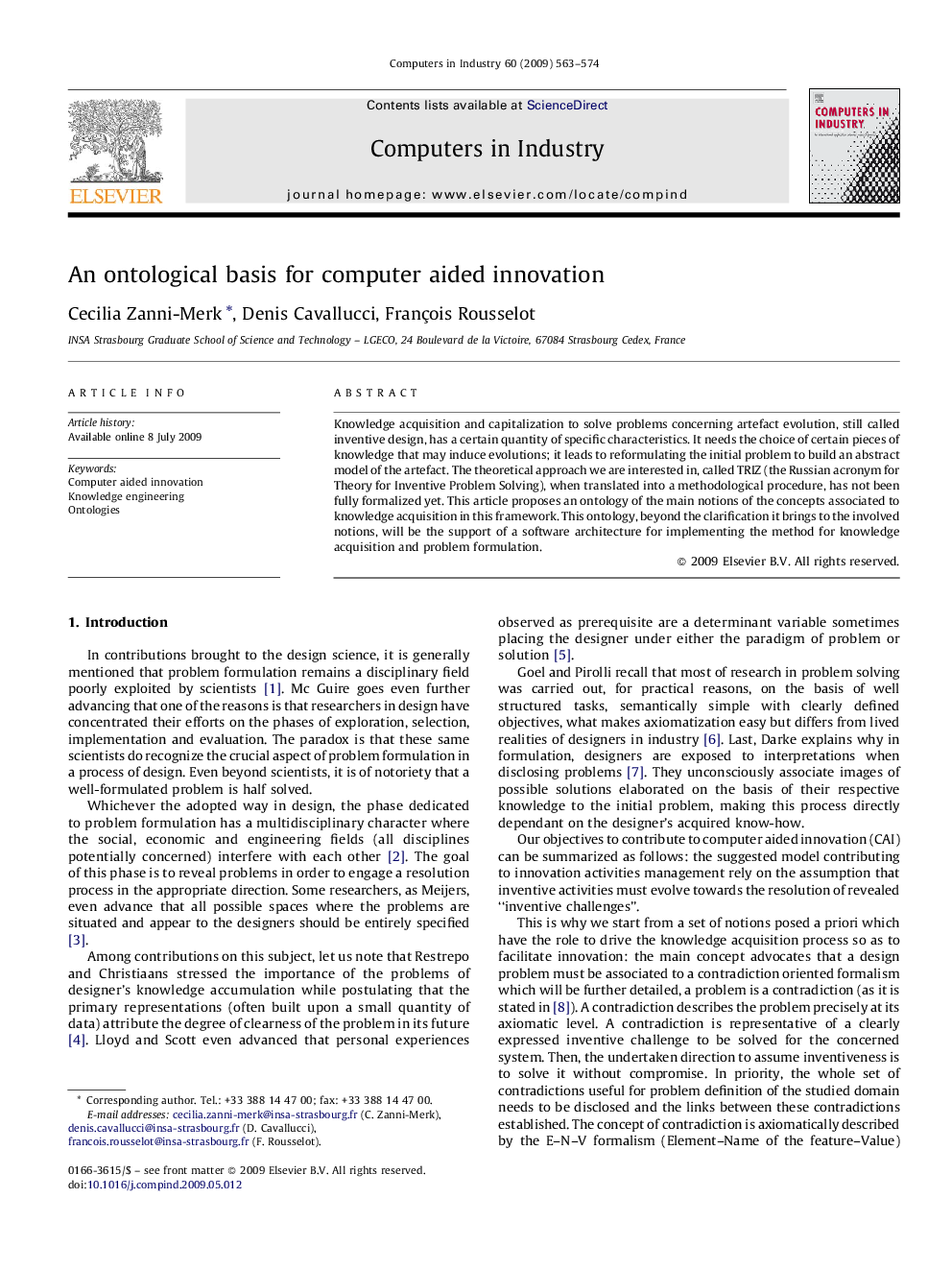 An ontological basis for computer aided innovation