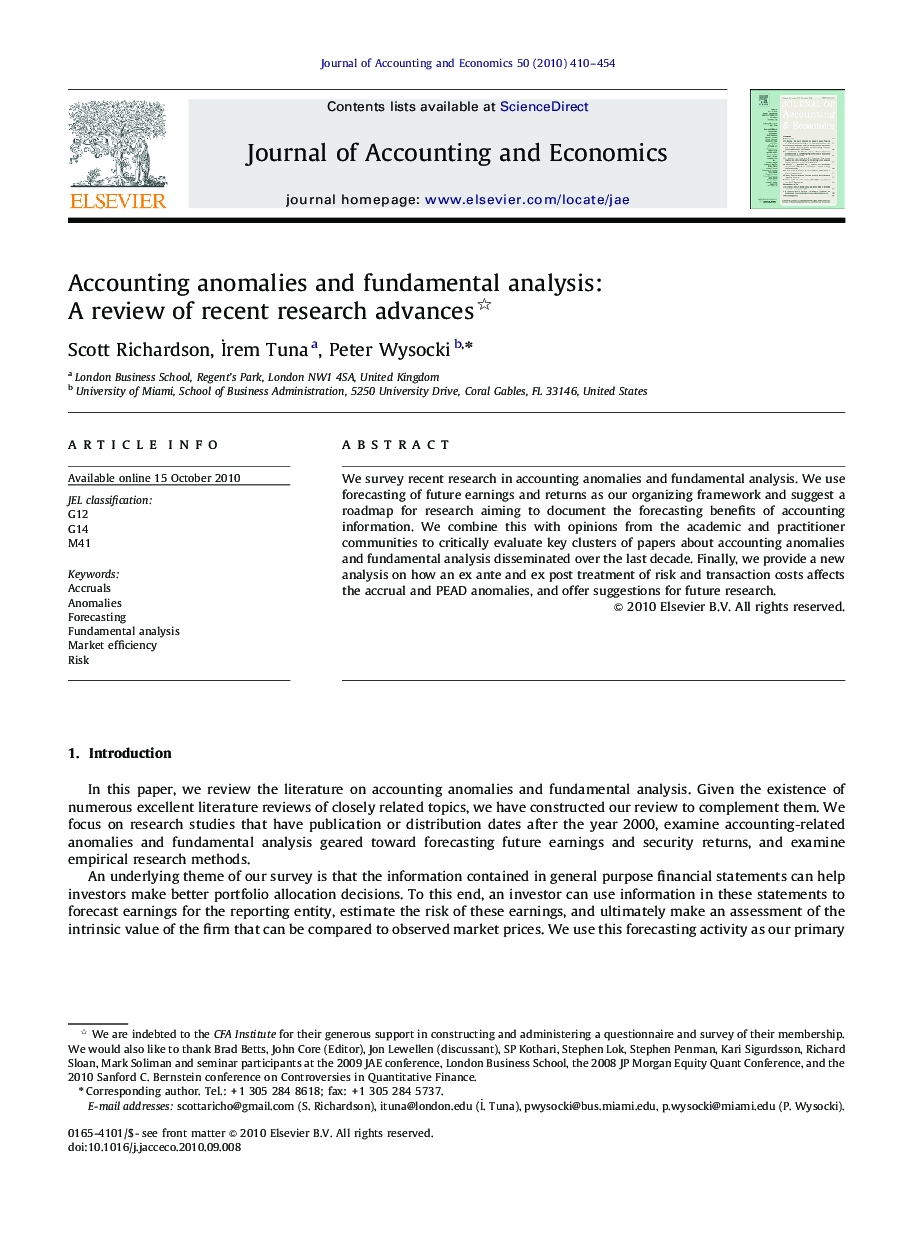 Accounting anomalies and fundamental analysis: A review of recent research advances