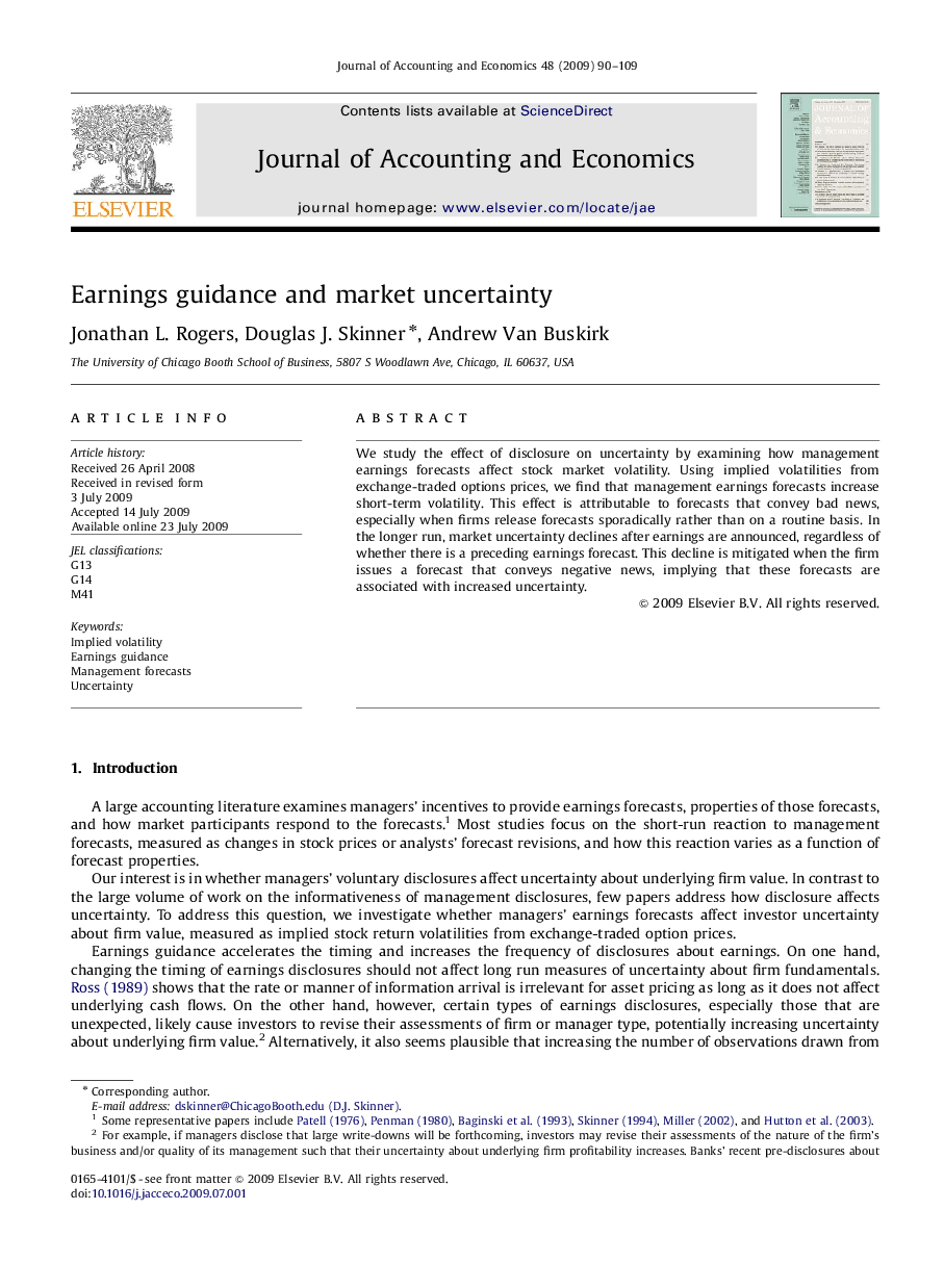 Earnings guidance and market uncertainty