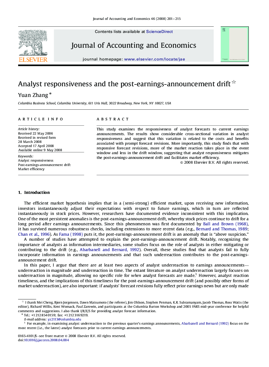 Analyst responsiveness and the post-earnings-announcement drift