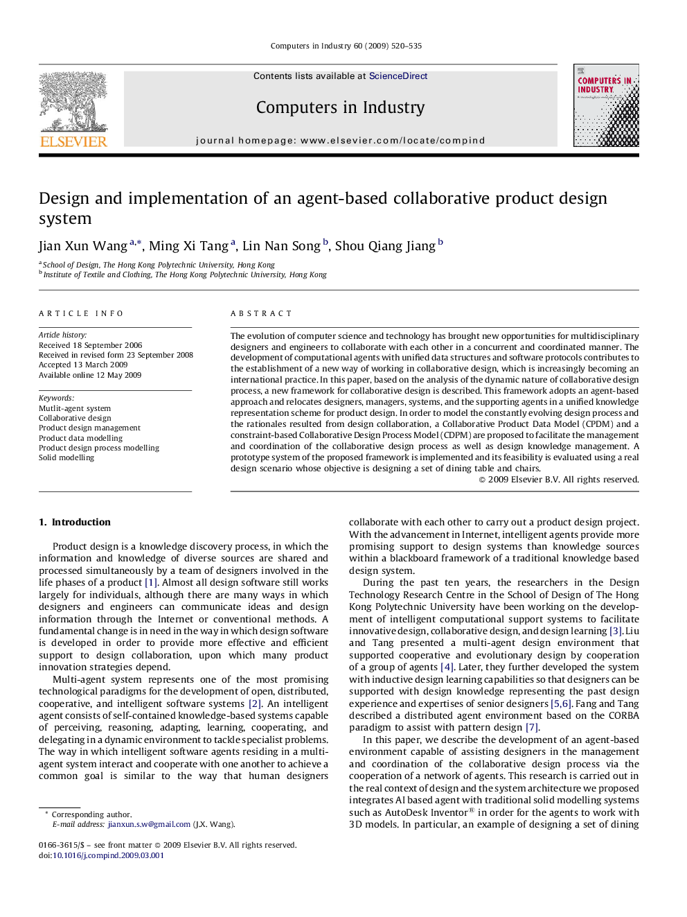 Design and implementation of an agent-based collaborative product design system