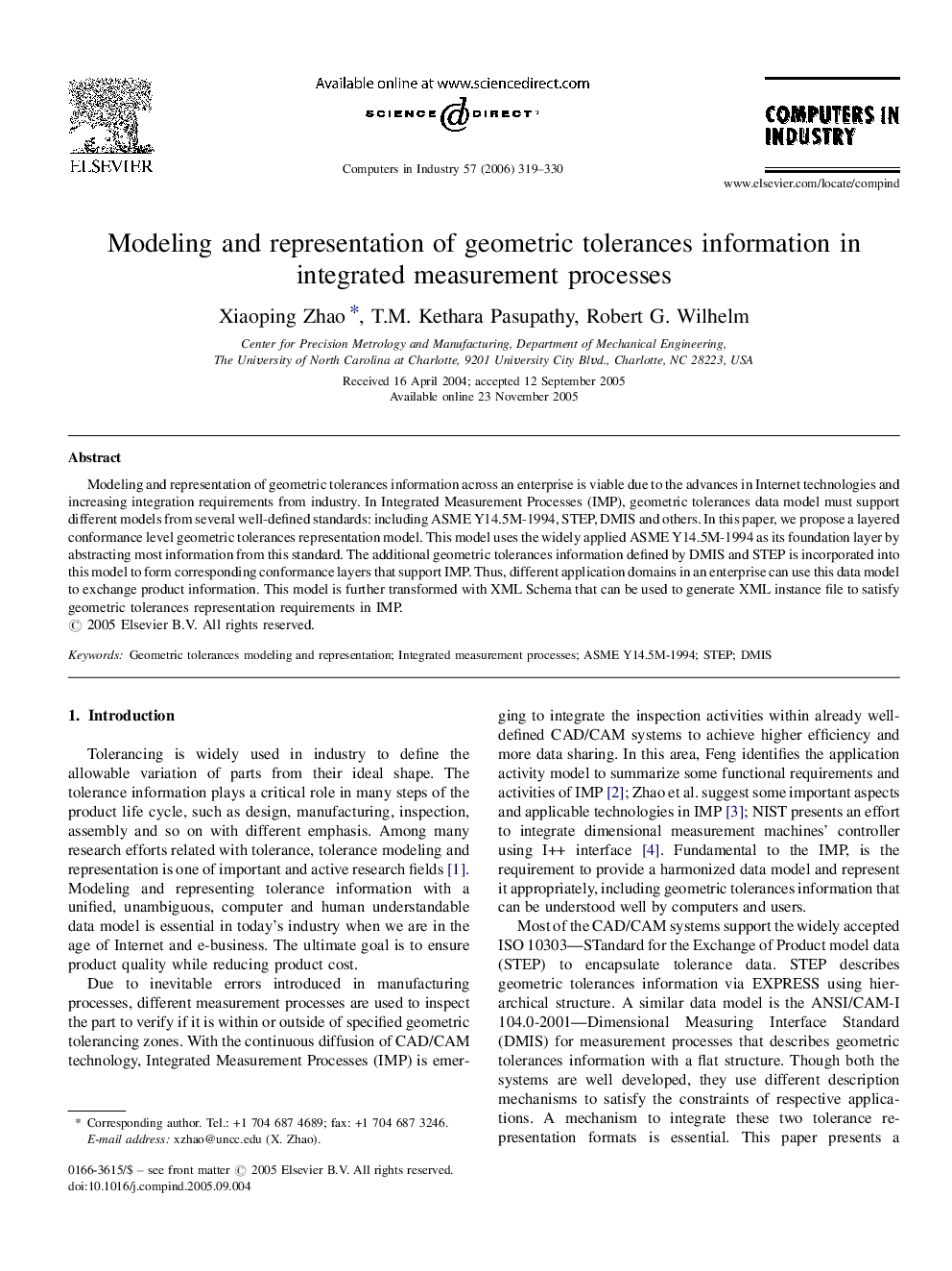 Modeling and representation of geometric tolerances information in integrated measurement processes