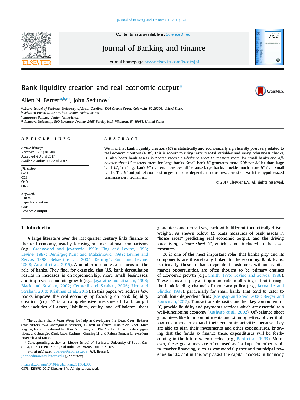 Bank liquidity creation and real economic output