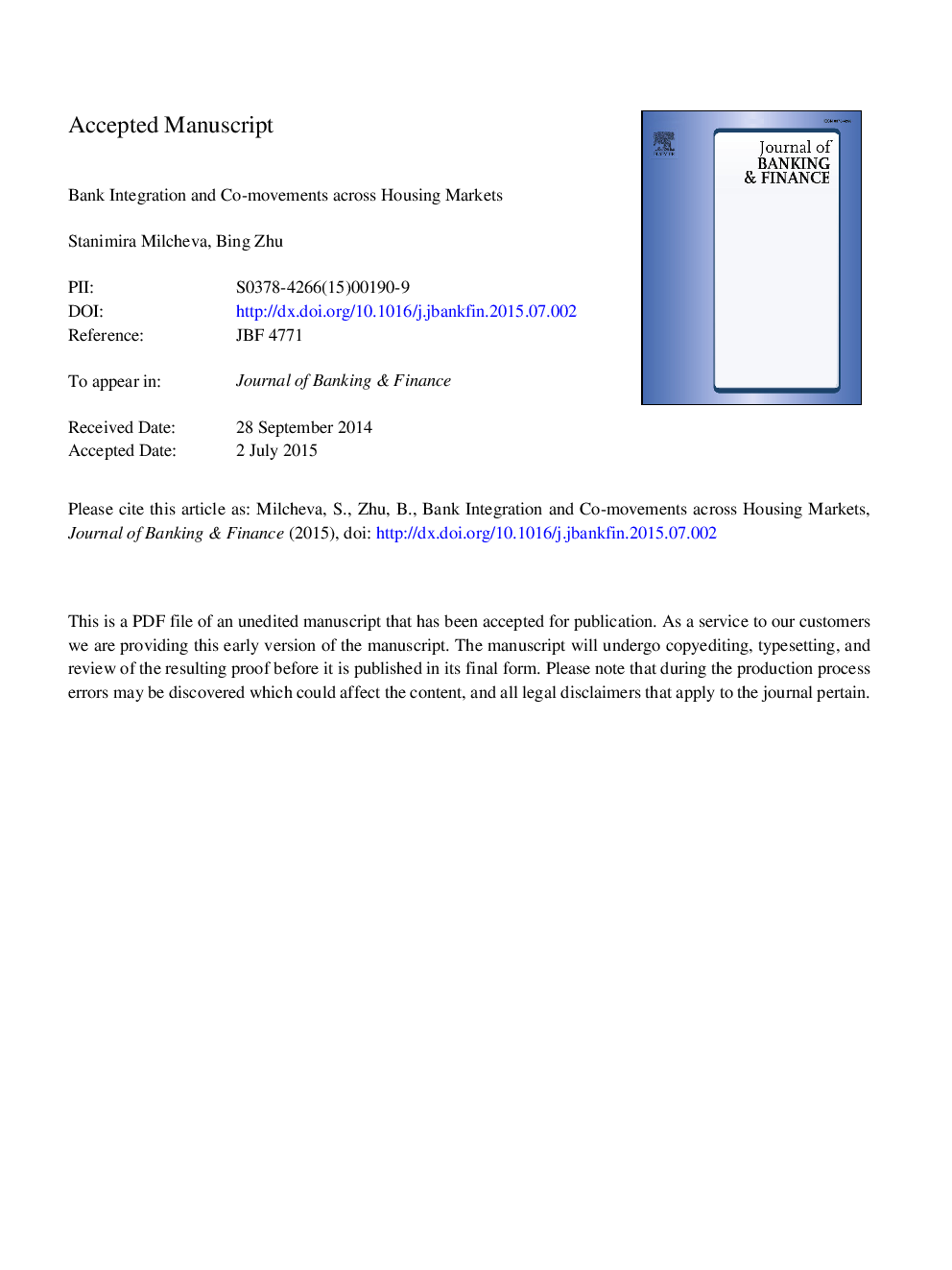 Bank integration and co-movements across housing markets