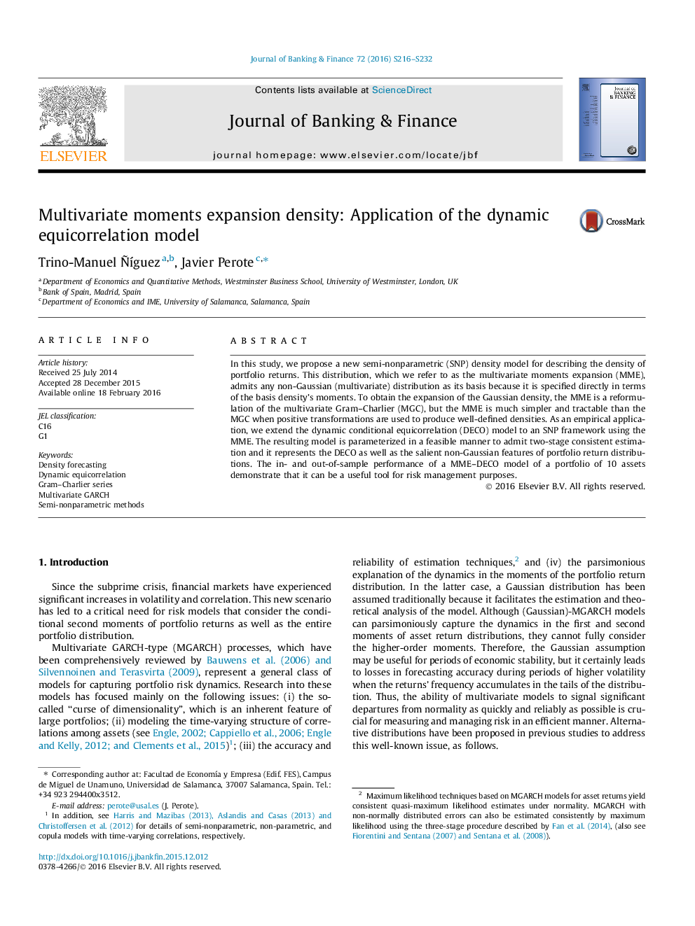 Multivariate moments expansion density: Application of the dynamic equicorrelation model