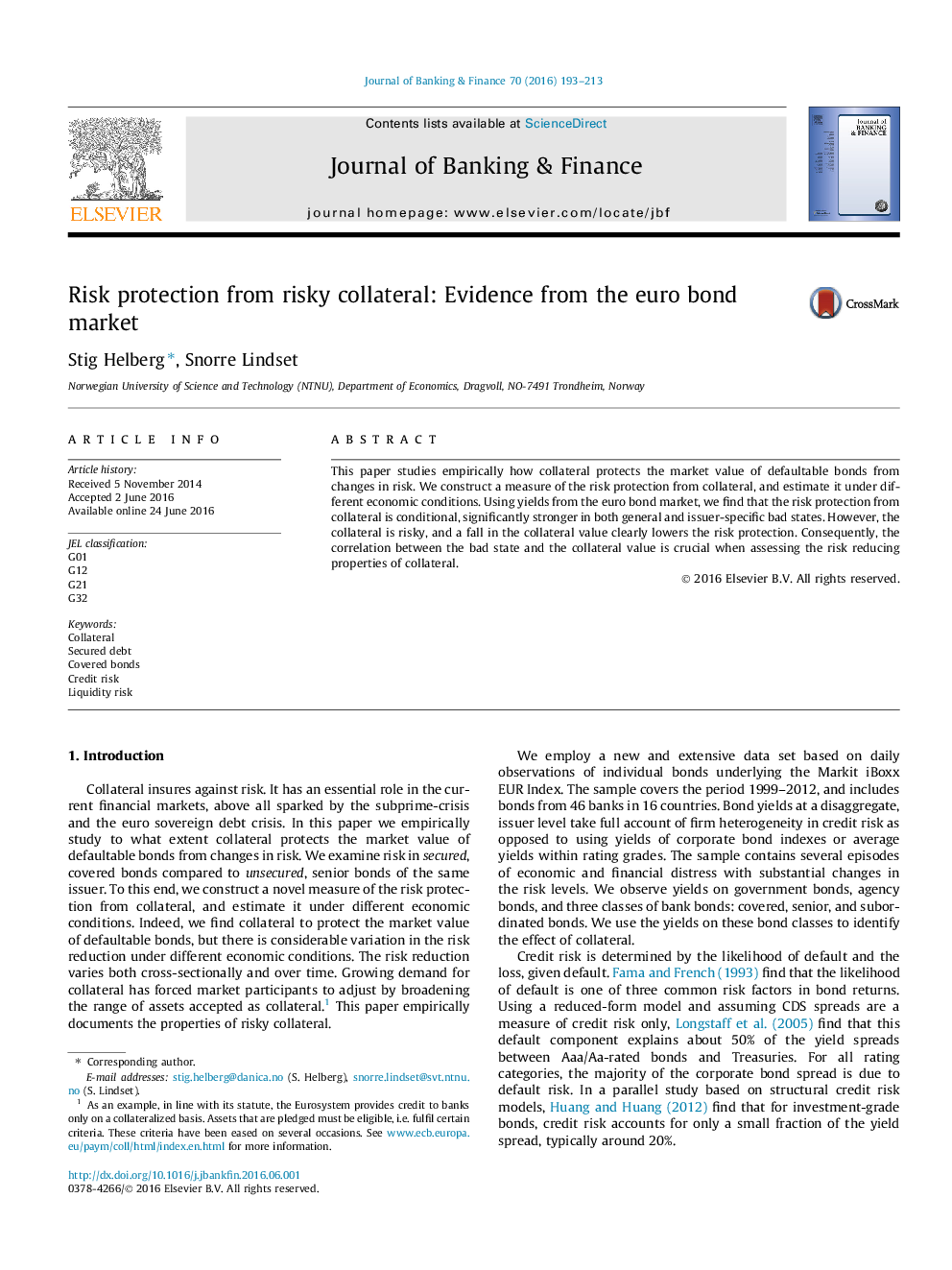 Risk protection from risky collateral: Evidence from the euro bond market