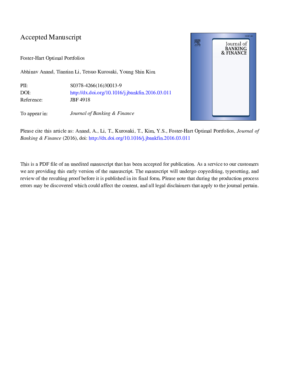 Foster-Hart optimal portfolios