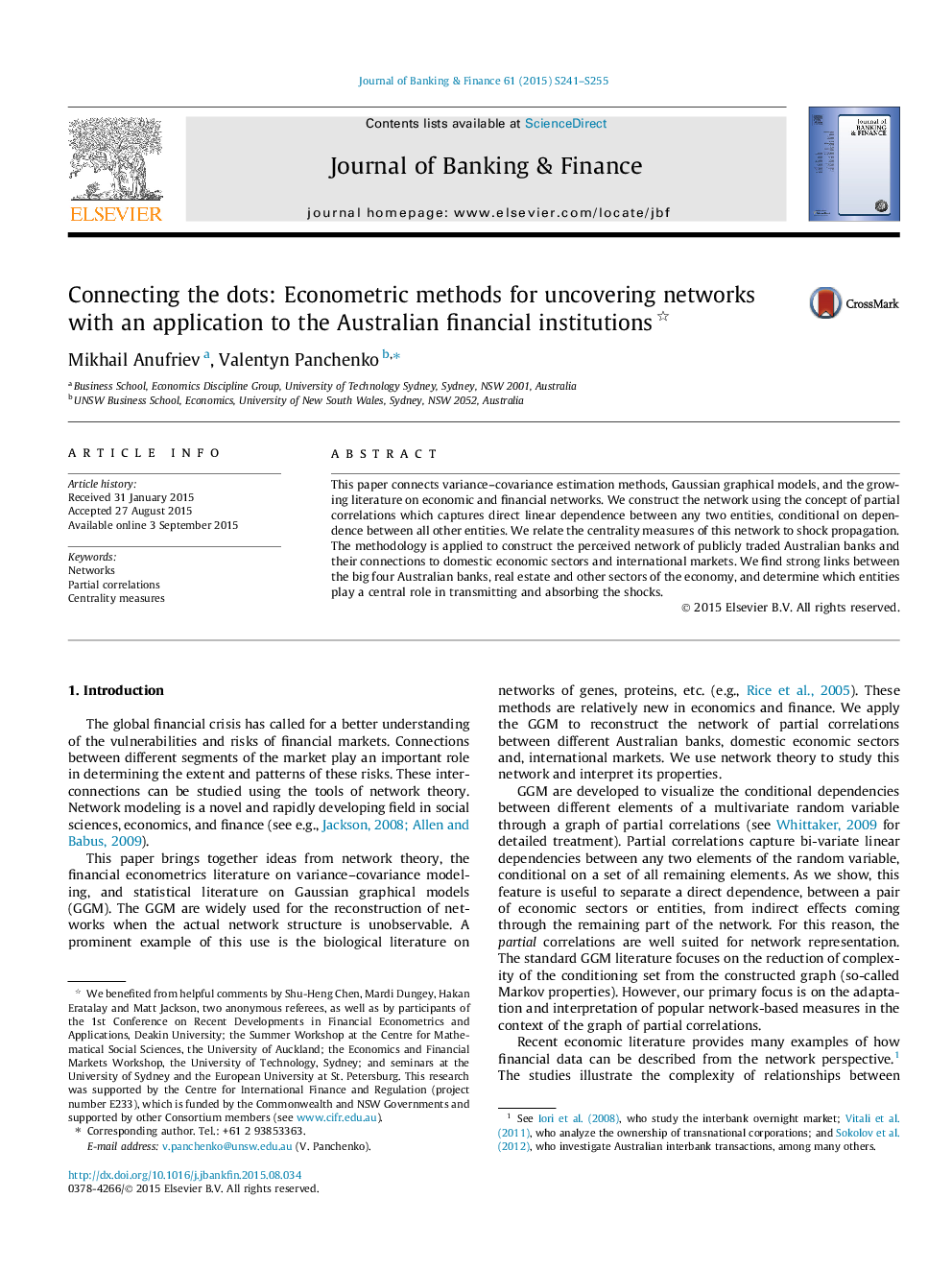 Connecting the dots: Econometric methods for uncovering networks with an application to the Australian financial institutions