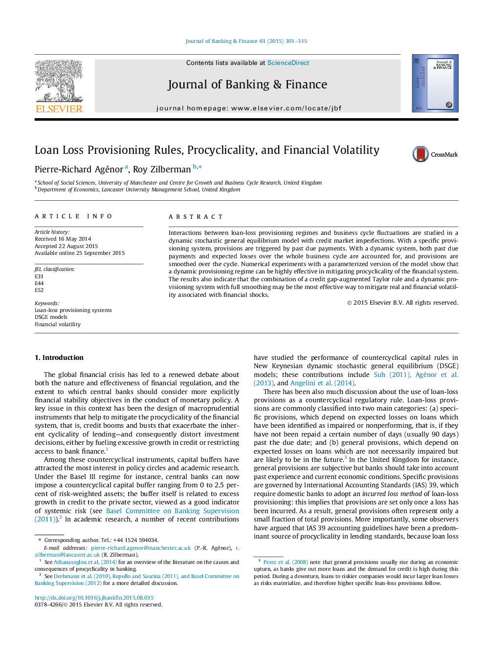 Loan Loss Provisioning Rules, Procyclicality, and Financial Volatility