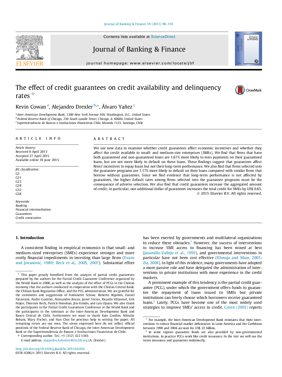 The effect of credit guarantees on credit availability and delinquency rates