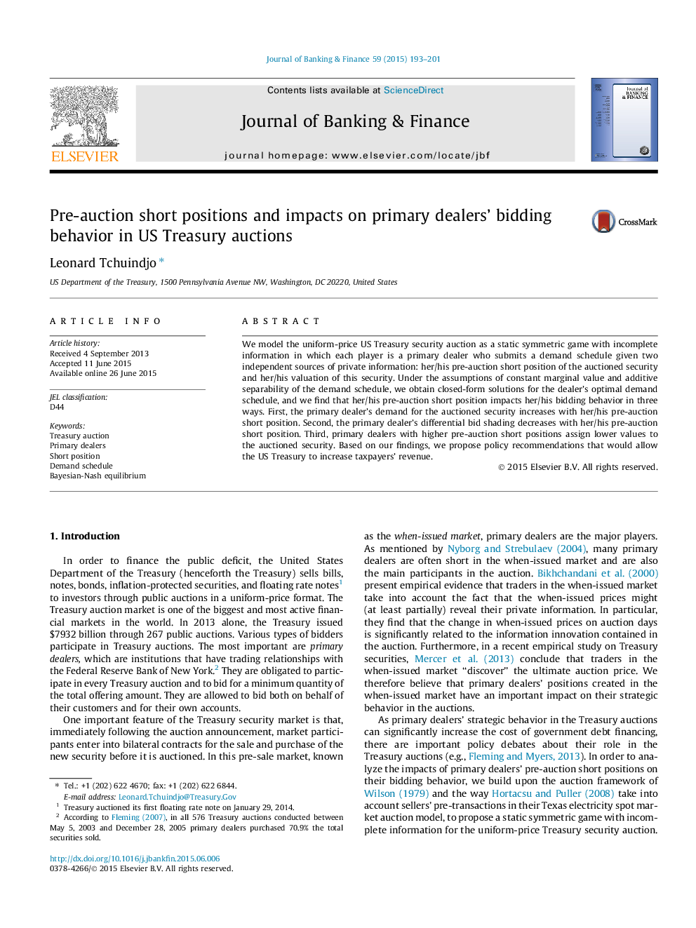 Pre-auction short positions and impacts on primary dealers' bidding behavior in US Treasury auctions